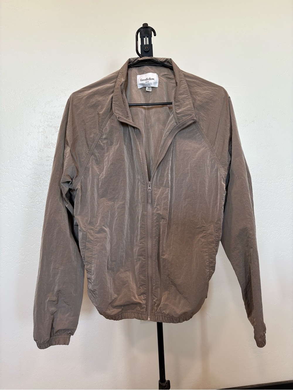 Goodfellow & Co. Crinkle Shell Zip Jacket wind breaker - Taupe